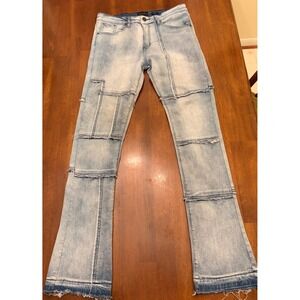 Waimea Light Wash Stacked Fit Paneled‎ Denim Jeans Light Blue Size 32